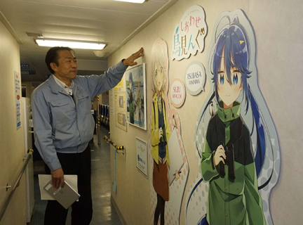 等身大パネルなどが展示された船内